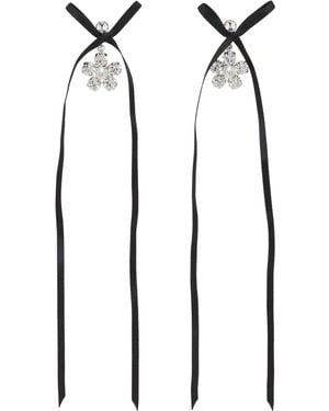 Simone Rocha Mini Daisy Drop Bow Earrings - Black
