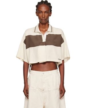 we11done Off- & Cropped Side Ribbon Polo - Natural