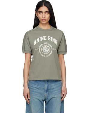 Anine Bing Khaki Jaylin Collegiate T-Shirt - Multicolour
