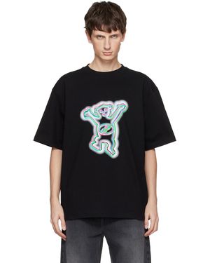 we11done Colourful Teddy Print T-Shirt - Black