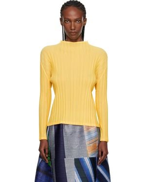 Pleats Please Issey Miyake Rib Pleats January Top - Yellow