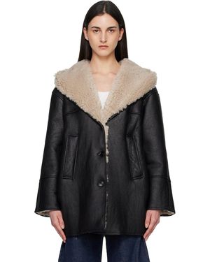 Alaïa Hooded Shearling Parka Jacket - Black