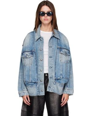 R13 Roxy Moto Denim Jacket - Blue