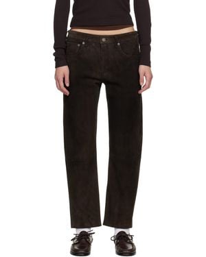 Citizens of Humanity Winslow Boyfriend Suede Trousers - Black