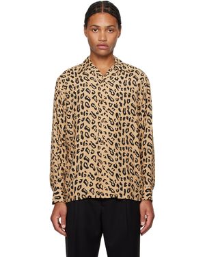 Wacko Maria Leopard Open Collar Shirt in Black for Men | Lyst UK 