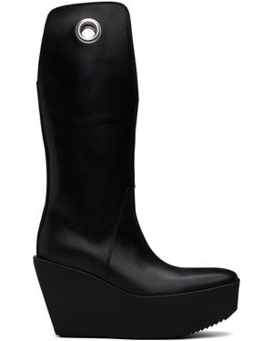 Rick Owens Black Sliver Platform Kowboy Boots