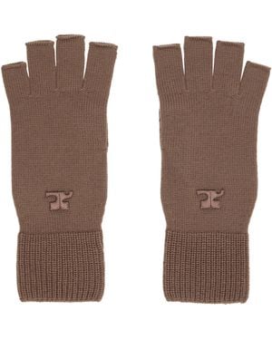 Courreges Ac Wool Gloves - Brown