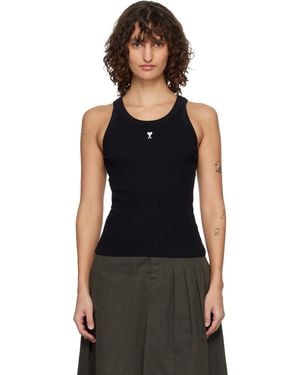 Ami Paris Cotton Ami De Coeur Tank Top - Black