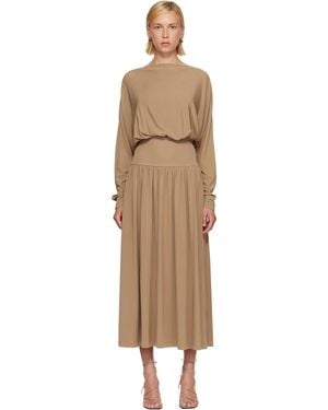TOTEME Tan Boatneck Jersey Maxi Dress - Natural