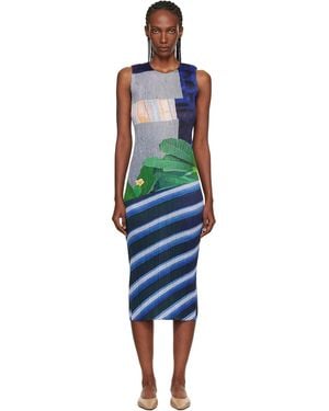 Pleats Please Issey Miyake City Collage Midi Dress - Black