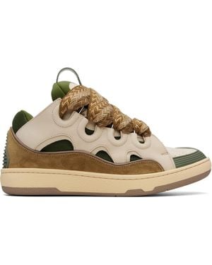 Lanvin Khaki Curb Leather Trainers - Metallic