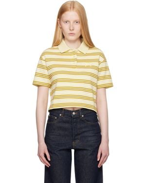 Burberry Cropped Striped Cotton Polo - Orange