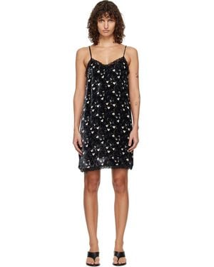 R13 Lace Trimmed Slip Midi Dress - Black