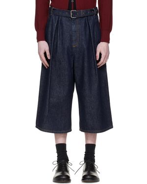 Dries Van Noten Pleated Denim Shorts - Blue
