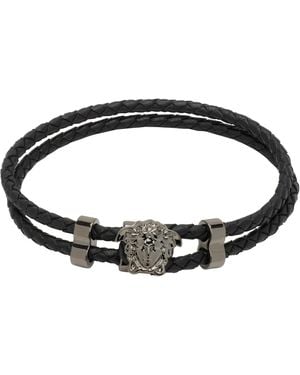 Versace 'La Medusa' Leather Bracelet - Black