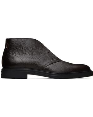 BOSS Wool-Lined Grained Leather Desert Boots - Black