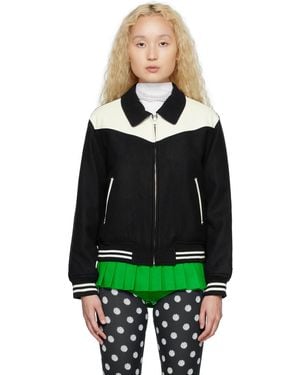 Pushbutton Reversible Stadium Bomber Jacket - Black