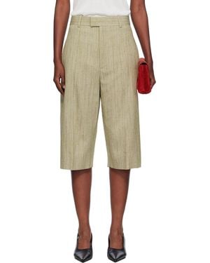 Bottega Veneta Khaki Viscose Silk Culotte Shorts - Natural
