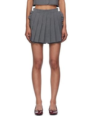 Pushbutton Pleated Apron Shorts - Black