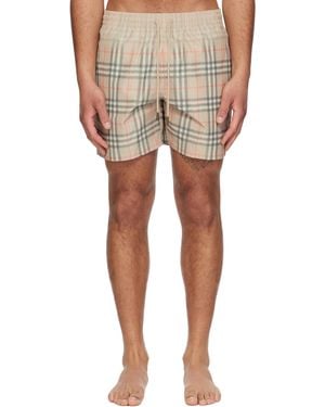 Burberry Gradient Check Swim Shorts - Natural