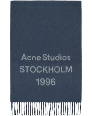Acne Studios Wide Logo Scarf - Blue