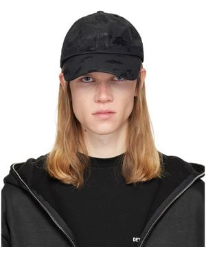 Det Blev Sent Distressed Waxed Denim Cap - Black