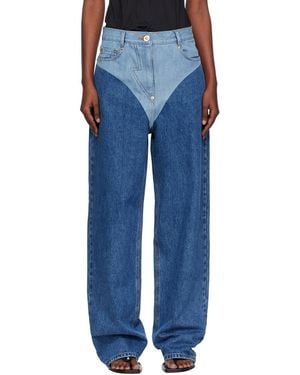 Pushbutton Panty Printed Wide Jeans - Blue