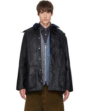 A.P.C. Blouson Beaufort Bleu Marine En Coton Ciré Édition Barbour - Noir