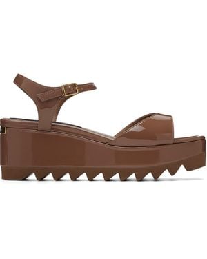 Stella McCartney Elyse Patent Platform Sandals - Brown