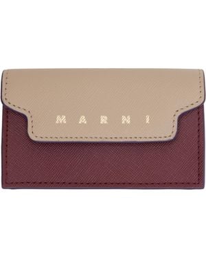 Marni Burgundy Saffiano Card Holder - Purple