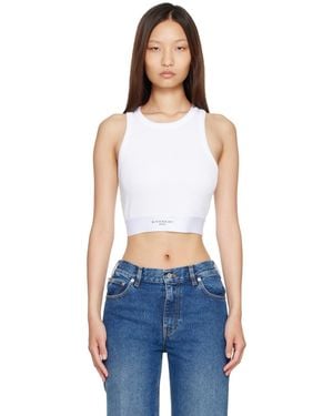 Givenchy Cropped Cotton Tank Top - Blue