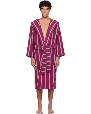 Tekla Sortie-De-Bain Rose En Tissu Éponge À Capuche - Rouge