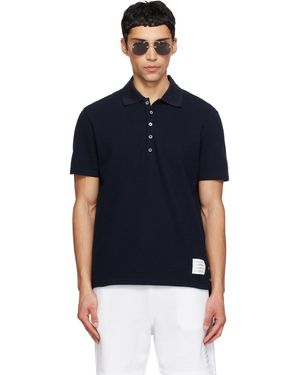 Thom Browne Classic Pique Stripe Relaxed Polo - Blue