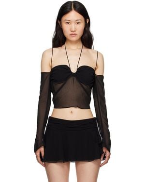 GUIZIO Gathered Blouse - Black