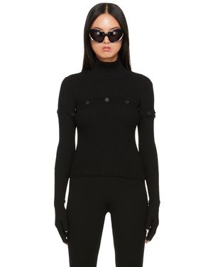 Jean Paul Gaultier ボタン タートルネック - ブラック
