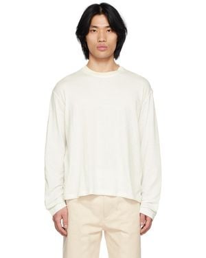 【関税込み】SUNNEI ホワイト ライン 長袖Tシャツ SUNNEIのオフホワイト ロゴプリント 長袖Tシャツがセール中