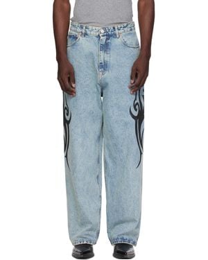 Vetements Graffiti Baggy Jeans - Blue