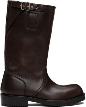 Dries Van Noten Leather Biker Boots - Black
