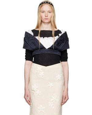 ShuShu/Tong Patchwork Short Blouse - Black