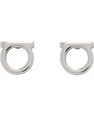 Ferragamo シルバー Gancini ピアス - ブラック
