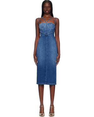Nensi Dojaka Gaelle Corset Denim Midi Dress - Black