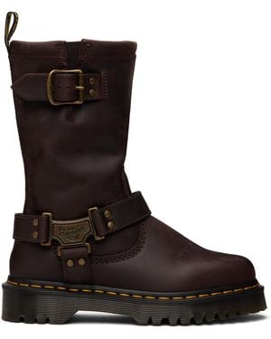 Dr. Martens Anistone Hi Leather Biker Boots - Brown