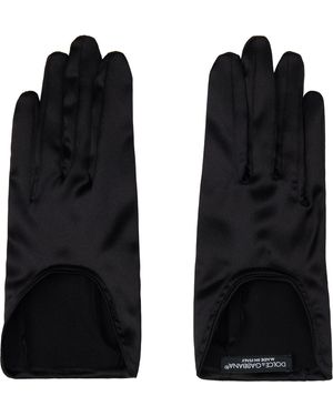 Dolce & Gabbana Short Silk Satin Gloves - Black