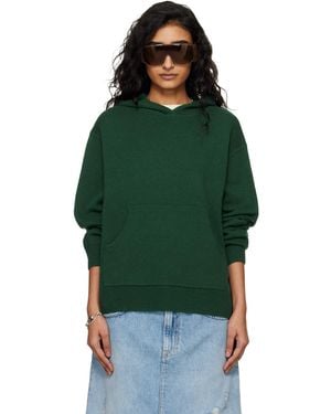 Acne Studios Pull À Capuche Vert En Cachemire