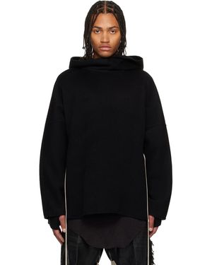 Rick Owens Concordians Cashmere Tunic Hoodie - Black