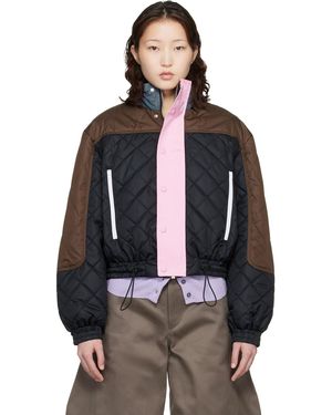 MERYLL ROGGE Blouson Aviateur De Survêtement Matelassé Noir Et Brun