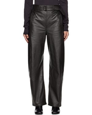 Lemaire Twisted Belted Leather Trousers - Black