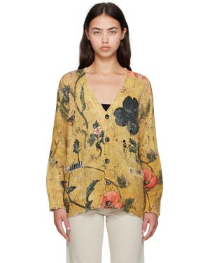 R13 Cardigan Boyfriend Jaune À Motif Imprimé
