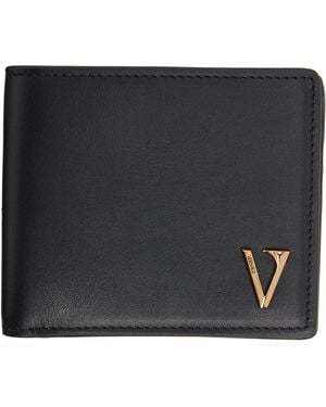 Versace 'V' Bifold Wallet - Black