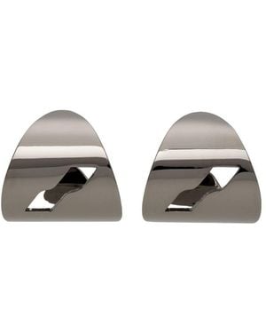 we11done Gunmetal Logo Motif Earrings - Multicolour